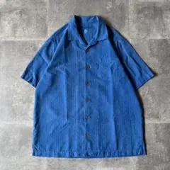 00s Tommy Bahama シルクシャツ 開襟 L相当 青 A339