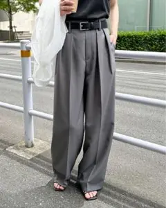 Ranan⭐︎美品⭐︎2タックワイドスラックス　グレー／LLサイズ
