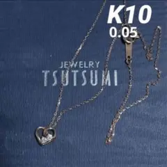 美品 ツツミ k10 ハート ダイヤ ネックレス ピンクゴールド