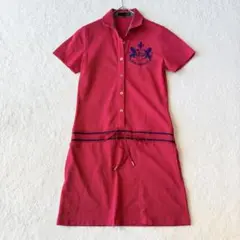 23区スポーツ ゴルフ 半袖 ワンピース 刺繍 ポケット S～M 赤 未使用級