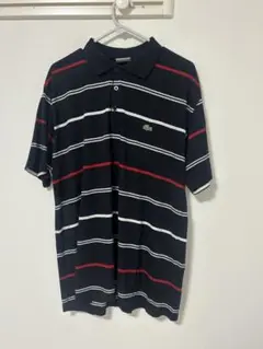 LACOSTE ネイビー ストライプ ポロシャツ サイズ6