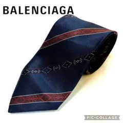 ☆美品☆BALENCIAGA ネクタイ ネイビー ストライプ