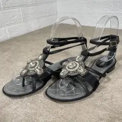 Chanel シャネル サンダル ミュール ビジュー パンプス シルバー 黒