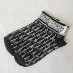 【未使用】Dior（ディオール） ロゴ入り ショートソックス ブラック/グレー