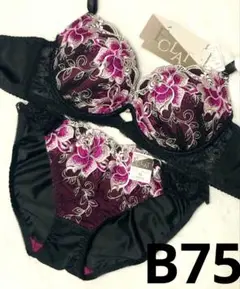 B75 マーベラスレディフラワー育乳脇高ブラジャー&フルバックショーツ
