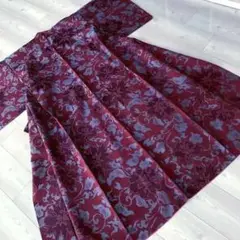 アンティーク着物 しつけ付 花模様 正絹 No.20