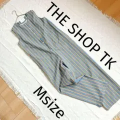 美品THE SHOP TK 小川夢乃さんコラボ マルチカラーストライプサロペット