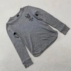 GERM Tシャツ 長袖 グレー プリント クルーネック 綿100% ロンT