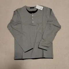 綿100% GU　サイズS　グレー 長袖ヘンリーネックシャツ