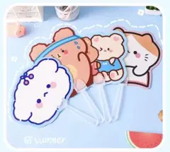 ✰新品✰うちわ 可愛いキャラクター ウサギ クマ ネコ コレクション プレゼント