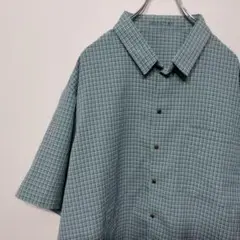 USA古着 JONATHAN　半袖ボタンシャツ2XL相当　ライトブルーグリーン