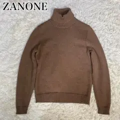 【美品】ZANONE ザノーネ 5G ミドルゲージ タートルネック ニット　茶