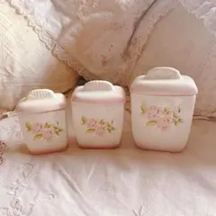 お値下げ♡イマンダイアナローズ陶器製花柄菓子入れ3点セットマニーローズ