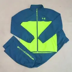 良品 UNDER ARMOUR ウーブン セットアップ イエロー×ネイビー　L