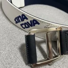 SINA COVA ロゴ入りベルト ホワイト/ネイビー