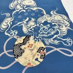 古布 縮緬 正絹 はぎれ 獅子と鈴① 34×63cm 着物 ハギレ 襤褸