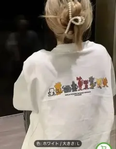 新品未使用 背中と胸のイラストが可愛いTシャツ レディースL