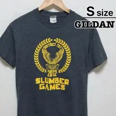 USA古着　GILDAN　Tシャツ　S　ダークグレー　イエロープリント　イーグル