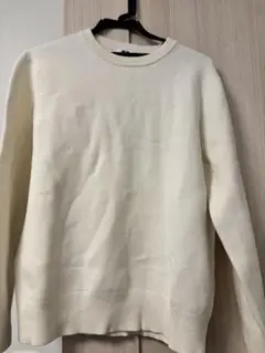 ウォッシャブルミラノリブクルーネックセーター　アイボリー　Mサイズ