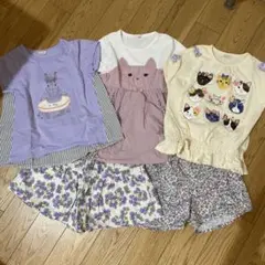 キッズ服セット（ウサギ・猫デザイン）　120サイズ