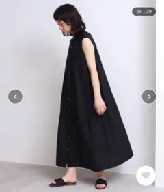 yuni 単色花刺繍　ノースリーブシャツワンピース　透け感　シースルー　花柄