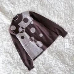 新品 《ブライアンタッカー》 (F) カシミヤモックネックプルオーバー ドット