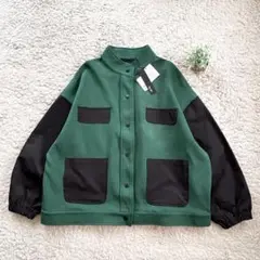 【Pauline Bleu】新品✨️配色ブルゾン スタンドカラー ライトアウター