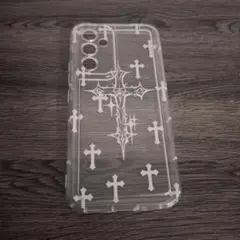クロス模様透明ケース Android用　GalaxyA54　5G