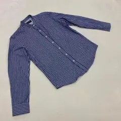 MEN'S BIGI ストライプ 長袖シャツ ネイビー コットン 100% 01