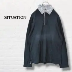 SITUATION☆長袖カットソー えり付き【2】ブラック