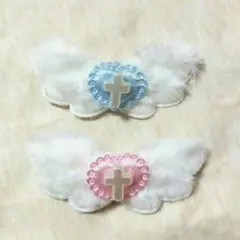 水色界隈　天使界隈　羽根型ヘアピン 水色 ピンク 2個セット