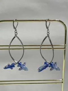 【ハンドメイド】　ブルーインパルス　ピアス　タッククロス前半　D