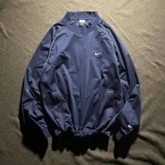 90s NIKE スウォッシュロゴ　プルオーバージャケット　L ネイビー