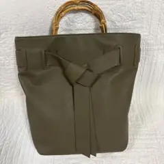 オリーブグリーン レザー トートバッグ