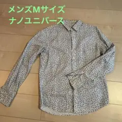 ナノユニバース　花柄　メンズ　Mサイズ　白地　カジュアルシャツ　ワイシャツ
