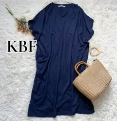 美品◆KBF ネイビー Vネック ワンピース　ドルマン　ゆったり　とろみ✨