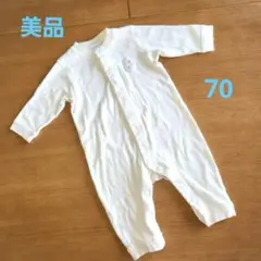 【美品】ホワイトロンパース クマ刺繍付き