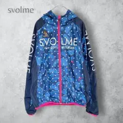 【svolme】　ドット　水玉　ナイロンジャケット　ジップ　メンズ　ブルー　青