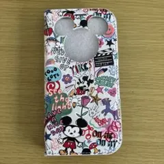 iPhone 15 ケース 手帳型 窓付き ミッキーマウス ラクガキ