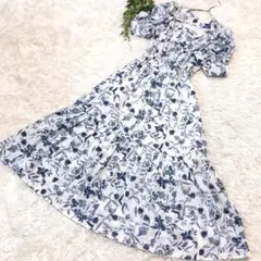 【美品】OLIVE des OLIVE 花柄フリル付きロングワンピース F