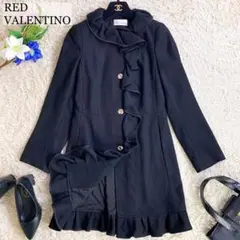 稀少デザイン❁REDVALENTINO❁Aラインコート フリル ボタン 黒 38