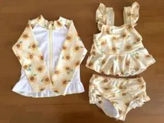 ベビー 水着 セット 80サイズ ラッシュガード ひまわり柄