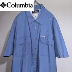 Columbia コロンビア 青 半袖シャツ フィッシングシャツ