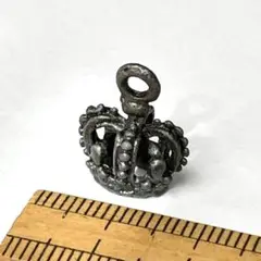 王冠型金属チャーム 約1.6cm クラウン メタルチャーム 銀古美 3D