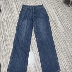 ブルーデニム ワイドレッグパンツ