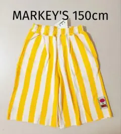 新品 MARKEY'S ハーフパンツ 150cm ストライプ イエロー ズボン