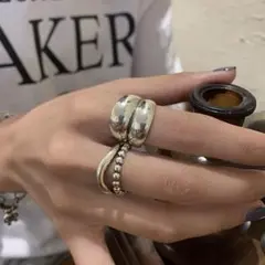 【2点セット】指輪 金属アレルギー対応 シルバー　アクセサリー　おしゃれ