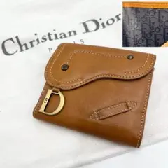 【極美品】クリスチャンディオール 三つ折り財布 コンパクトウォレット ブラウン