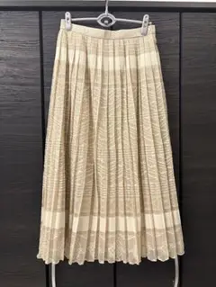 ベージュ プリーツスカート　L