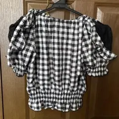 axes femme チェック柄オフショルダーブラウス